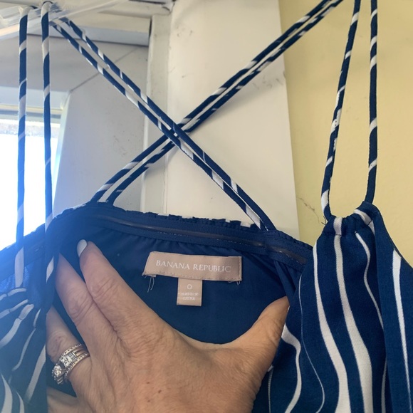 Very versatile, fully lined, Banana Republic navy blue with white stripes. - Picture 2 of 7